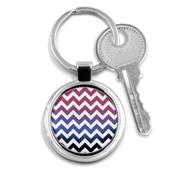 Pink Blue Black Ombre Chevron Key Chains (round)  by snowwhitegirl
