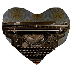 Typewriter Large 19  Premium Heart Shape Cushions by vintage2030