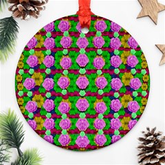 Roses And Other Flowers Love Harmony Round Ornament (two Sides) by pepitasart