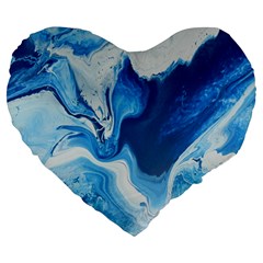 Cobalt Large 19  Premium Flano Heart Shape Cushions by WILLBIRDWELL