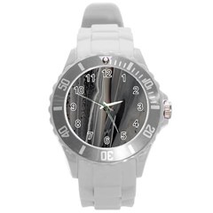 Black Marble Round Plastic Sport Watch (l) by WILLBIRDWELL