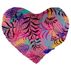 Illustration Reason Leaves Design Large 19  Premium Flano Heart Shape Cushions by Sapixe