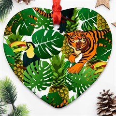 Tropical Pelican Tiger Jungle Ornament (heart) by snowwhitegirl