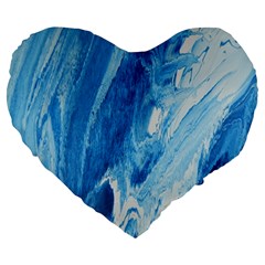 Water Large 19  Premium Flano Heart Shape Cushions by WILLBIRDWELL