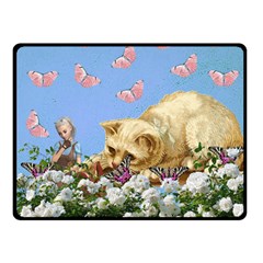 Cat And Butterflies Double Sided Fleece Blanket (small)  by snowwhitegirl
