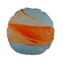 Orange And Blue Standard 15  Premium Round Cushions by WILLBIRDWELL