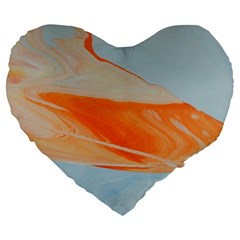 Orange And Blue Large 19  Premium Flano Heart Shape Cushions by WILLBIRDWELL