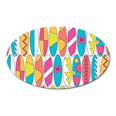 Mini Rainbow Colored Waikiki Surfboards  Oval Magnet by PodArtist
