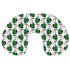 Flamingo Leaf Patttern Travel Neck Pillows by snowwhitegirl