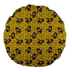 Girl With Popsicle Yellow Floral Large 18  Premium Flano Round Cushions by snowwhitegirl