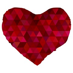 Maroon Dark Red Triangle Mosaic Large 19  Premium Flano Heart Shape Cushions by Sapixe