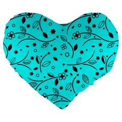 Pattern Flowers Flower Texture Large 19  Premium Flano Heart Shape Cushions by Sapixe