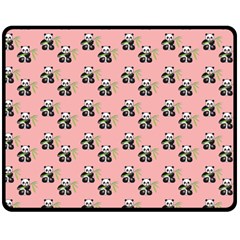 Panda With Bamboo Pink Fleece Blanket (medium)  by snowwhitegirl