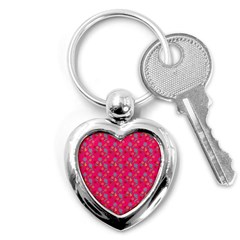 Vintage Floral Pink Key Chains (heart)  by snowwhitegirl