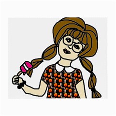 Girl With Popsicle Small Glasses Cloth by snowwhitegirl