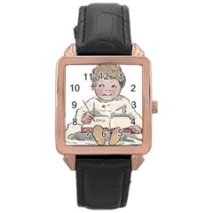 Happy Baby Rose Gold Leather Watch  by snowwhitegirl