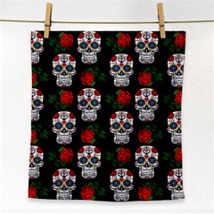 Skull Pattern Black Face Towel by snowwhitegirl