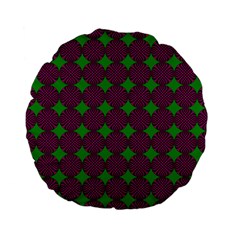 Bright Mod Pink Green Circle Pattern Standard 15  Premium Flano Round Cushions by BrightVibesDesign