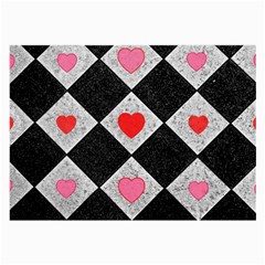 Diamonds Hearts Mosaic Pattern Large Glasses Cloth (2-side) by Simbadda