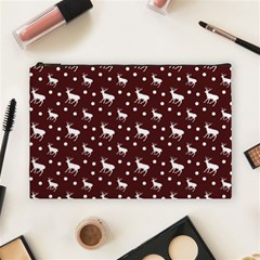 Deer Dots Red Cosmetic Bag (large) by snowwhitegirl