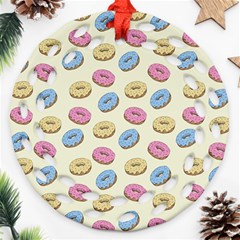 Donuts Pattern Round Filigree Ornament (two Sides) by Valentinaart