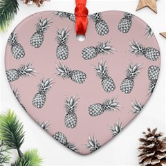 Pineapple Pattern Heart Ornament (two Sides) by Valentinaart