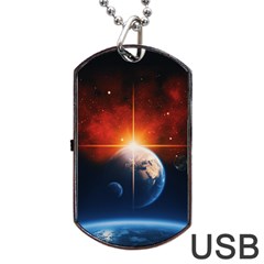 Earth Globe Planet Space Universe Dog Tag Usb Flash (two Sides) by Celenk