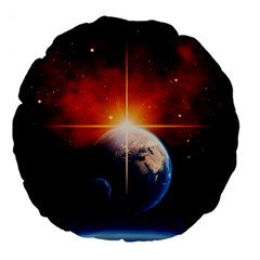 Earth Globe Planet Space Universe Large 18  Premium Flano Round Cushions by Celenk