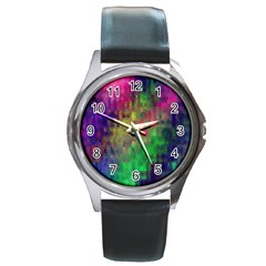 Background Abstract Art Color Round Metal Watch by Nexatart