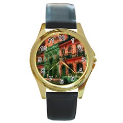 Havana Cuba Architecture Capital Round Gold Metal Watch by Nexatart