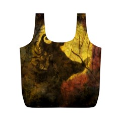 Witch On Moon Full Print Recycle Bag (m) by bloomingvinedesign