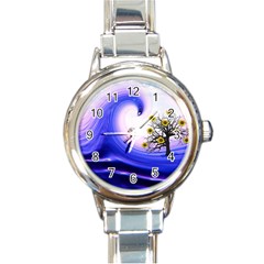Composing Nature Background Graphic Round Italian Charm Watch by Sapixe