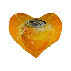 Orange Drink Splash Poster Standard 16  Premium Heart Shape Cushions by Sapixe