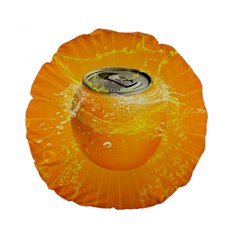 Orange Drink Splash Poster Standard 15  Premium Flano Round Cushions by Sapixe