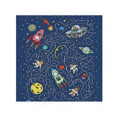 Cat Cosmos Cosmonaut Rocket Small Satin Scarf (square) by Sapixe
