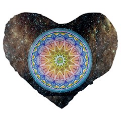 Mandala Cosmos Spirit Large 19  Premium Flano Heart Shape Cushions by Sapixe