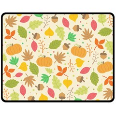 Thanksgiving Pattern Double Sided Fleece Blanket (medium)  by Valentinaart