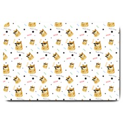 Doge Much Thug Wow Pattern Funny Kekistan Meme Dog White Large Doormat  by snek