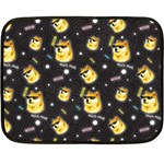 Doge Much Thug WOW Pattern Funny Kekistan Meme dog black background Double Sided Fleece Blanket (Mini)  35 x27  Blanket Back