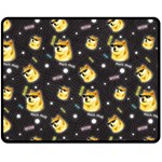 Doge Much Thug WOW Pattern Funny Kekistan Meme dog black background Fleece Blanket (Medium)  60 x50  Blanket Front