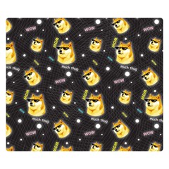 Doge Much Thug Wow Pattern Funny Kekistan Meme Dog Black Background Double Sided Flano Blanket (small)  by snek