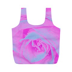 Perfect Hot Pink And Light Blue Rose Detail Full Print Recycle Bag (m) by myrubiogarden