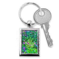 Purple Coneflower Garden With Tiger Eye Tree Key Chains (rectangle)  by myrubiogarden