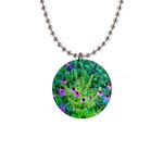 Purple Coneflower Garden With Tiger Eye Tree 1  Button Necklace Front