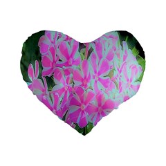Hot Pink And White Peppermint Twist Garden Phlox Standard 16  Premium Flano Heart Shape Cushions by myrubiogarden