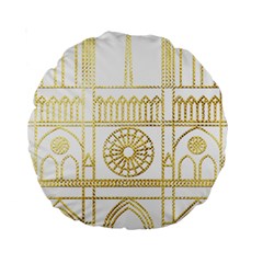 Gold Foil Notre Dame Church Paris Standard 15  Premium Round Cushions by Wegoenart