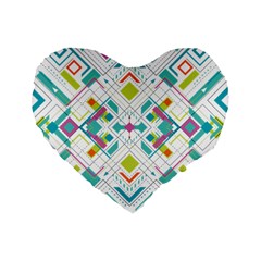Graphic Design Geometry Shape Pattern Geometric Standard 16  Premium Flano Heart Shape Cushions by Wegoenart