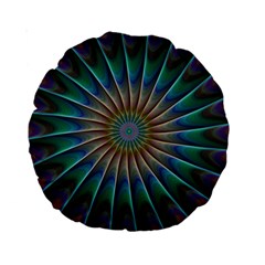 Fractal Peacock Rendering Standard 15  Premium Round Cushions by Wegoenart