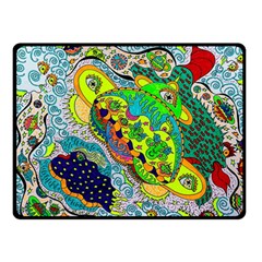 Cosmic Lizards With Alien Spaceship Double Sided Fleece Blanket (small)  by chellerayartisans