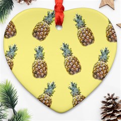 Pineapples Fruit Pattern Texture Ornament (heart) by Simbadda